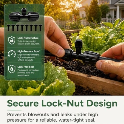 6 Pcs 1/2'' to 1/4'' Drip Irrigation Fittings & 8 Plugs -3 Way Push-to-Fit