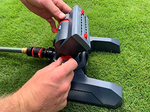 Eden 94125 Adjustable 4-Way Mini Turbo Oscillating Sprinkler W/Quick Connect Starter Set, 16 Nozzle, Covers up to 4,069 sq. ft. Heavy Weight Base - style: Classic