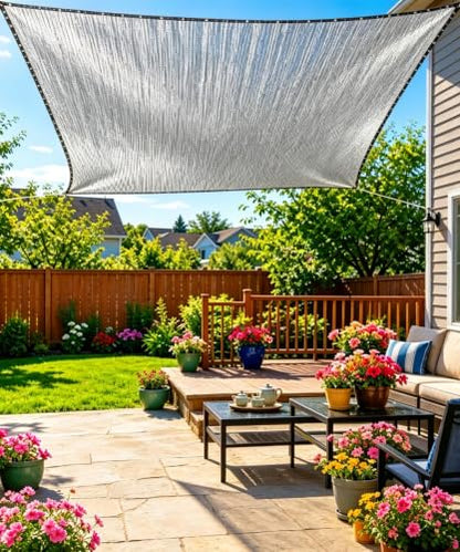85% Aluminet Shade Cloth with Grommets 10 x 10FT Reflective Sun Shade Tarp - size: 10 ft x 10 ft