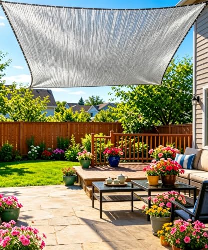 85% Aluminet Shade Cloth with Grommets 10 x 14FT Reflective Sun Shade Tarp - size: 10 ft x 14 ft
