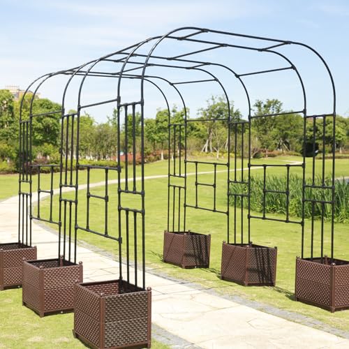 BUKLIYN Garden Arch Trellis - Garden Arch Size: 92.5in(L) * 105in(H) - color: Length: 99in-Black, size: Arch
