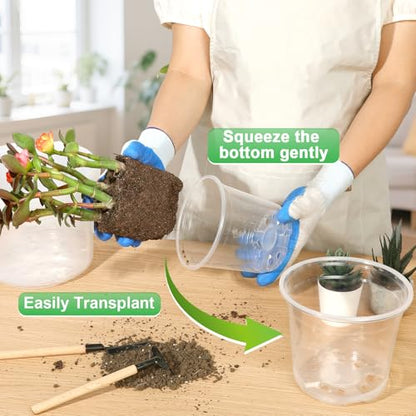 10/8/6/5 Inch Large Clear Nursery Pots with Drainage Holes, 16 Pack Gallon Clear Plastic Pots for Plants, Seedling Starter Pot, Garden Plant Pots for Succulents Flowers - size: 10/8/6/5 Inch
