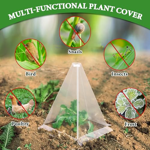Reusable Plastic Garden Cloches, 7.8" x 11" Mini Greenhouse, 1.2mm Thick Clear Bell Covers with Metal Stakes Against Sun, Frost, Snails, Plant Protector (40pcs-Clear) - size: 40pcs-clear