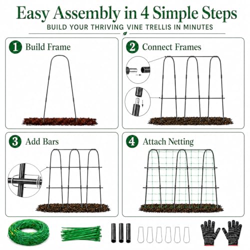 FOLLOOK Cucumber Trellis for Raised Garden Bed, 48x48inch, Black - color: Black, size: 48x48inch