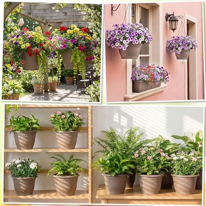 20 Pack Hanging Planter Basket 10 Inch with Drainage Tray - color: Coffee, size: 10 Inch