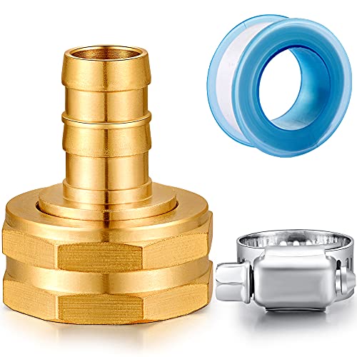 Solid Brass Garden Hose Repair kit Connector with Clamps 1/2" Barb x 3/4" Female,Fit for Garden Hose Fitting,Male and Female Hose Fittings - size: 1/2" Barb x 3/4" Female