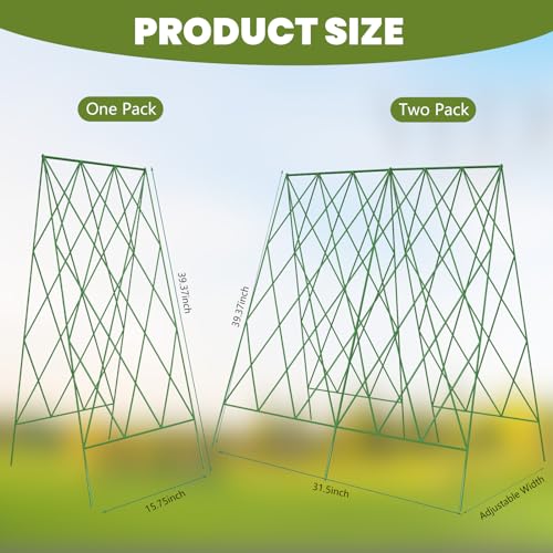 Cucumber Trellis 2 Pack,Foldable A-Frame Garden Trellis - color: Green, size: 39.4" H