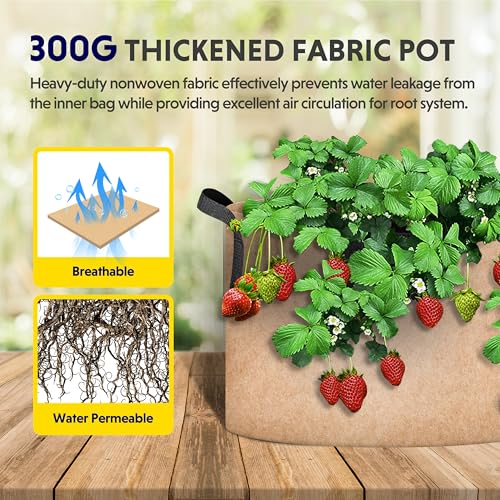 iPower Plant Grow Bag 7 Gallon 6-Pack Heavy Duty Fabric Pots, 300g Thick Nonwoven Fabric Containers Aeration with Nylon Handles, for Planting Vegetables, Fruits, Flowers, Tan 2024 Version - color: Tan, size: 7 Gallon