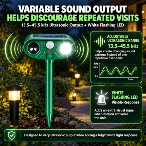 Sonic Fortress Pro Deer Repellent Devices, IP65 Racoon Repellent Outdoor Squirrel Fortress Pro Animal Repeller Cat Deterrent with Motion Sensor& Light to Scare Bear Rabbit Skunk for Garden Yard(4)