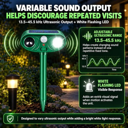 Sonic Fortress Pro Deer Repellent Devices, IP65 Racoon Repellent Outdoor Squirrel Fortress Pro Animal Repeller Cat Deterrent with Motion Sensor& Light to Scare Bear Rabbit Skunk for Garden Yard(4)