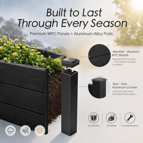 Kozyard 98.9" L x 18.4" W Raised Garden Bed Kit, Outdoor Planter Box - color: Gray
