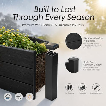 Kozyard 98.9" L x 18.4" W Raised Garden Bed Kit, Outdoor Planter Box - color: Gray