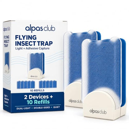 Plug-in Flying Insect Trap for Gnats & Fruit Flies, 2 Devices + 10 Refills - size: 2 Devices + 10 Refills