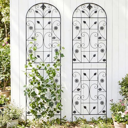 70.8" Metal Garden Trellis for Climbing Plants, 2 Pack Black - color: Black