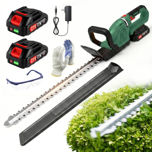 20 in Cordless Hedge Trimmer 180° Rotatable Brushless Electric Bush 12000RPM Head Bush Trimmer Handheld Electric Trimmers for Shrub Trimming, Garden (Yellow) - color: Green-1