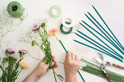 Plant Stakes 25Pcs,18IN Green Bamboo Sticks With25 Green Ties,Orchid Sticks - color: Green, size: 18 Inch 25Pack