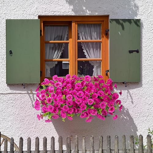 Hrobek Artificial Flowers for Outdoors Faux Petunias Plants UV Resistant - color: Light Purple