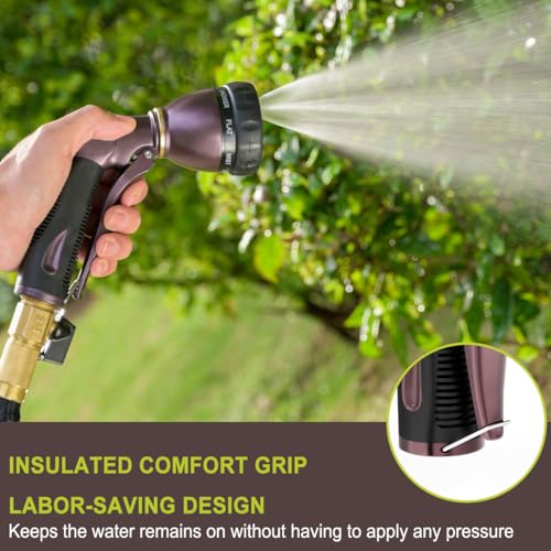 FANHAO Metal Water Hose Nozzle Heavy Duty, 8 Spray Patterns, High Pressure - color: Bronze