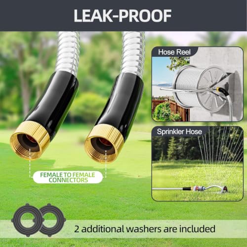 SPECILITE 1/2"x 15FT 304 Stainless Steel Short Leader Garden Hose for Reel - size: 15 ft