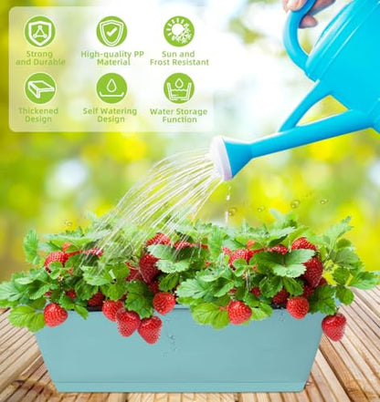 LOCONHA 7 Pack Window Box Planter, Plastic Vegetable Flower Planters Boxes - color: Sky Blue
