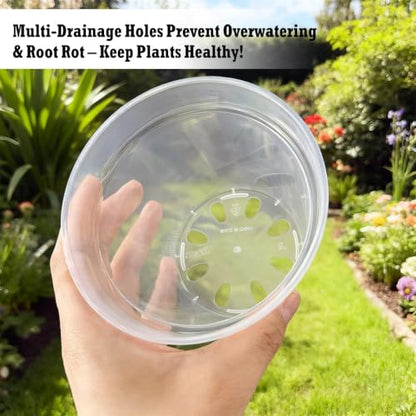 24 Pcs 4/5/6/7/8/9 Inch Clear Nursery Pots with Drainage Holes