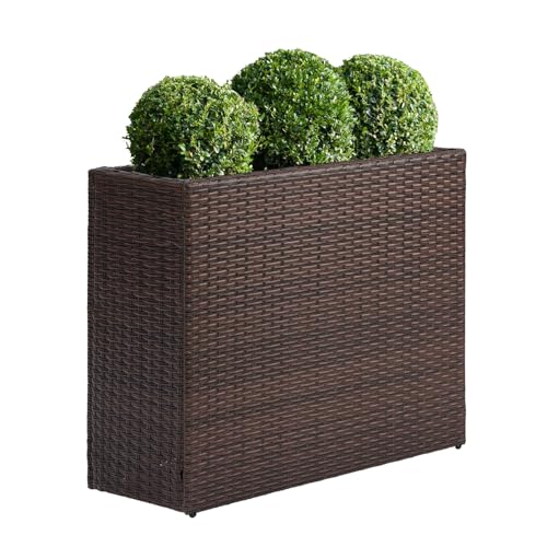 SUNNYPARK Large Rectangular Planter for Outdoor Rattan Block Box 32x11x24'' - color: Brown