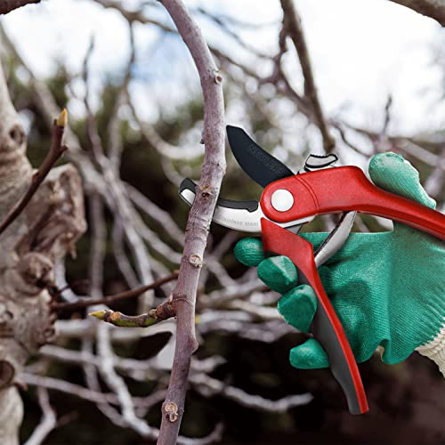 Nevlers 8" Red Anvil Pruning Shears for Gardening w/ 8mm Cut Capacity - color: Red, size: Anvil