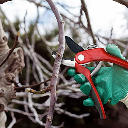 Nevlers 8" Red Anvil Pruning Shears for Gardening w/ 8mm Cut Capacity - color: Red, size: Anvil