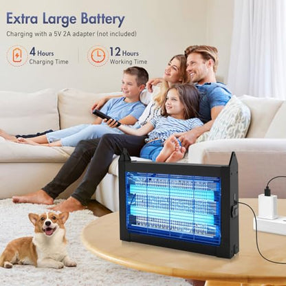Solar Bug Zapper, 4500V Electric Grid Mosquito Killer for Patio - color: White