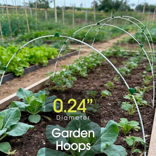 36 PCS Garden Hoops for Raised Beds, RIFNY Greenhouse Hoops Kit Long Grow Tunnel for Row Cover, Rust-Free Fiberglass Garden Support Poles for Insect Mesh Netting Freeze Plant Cover Frame - style: 36Pcs-White-0.24" Dia