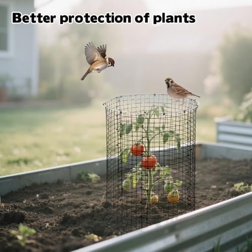 10 Packs 12'' Round Metal Mesh Plant Cage Covers for Large Wire Plant Protector cover from Animals - Chicken Wire Cloche, Sturdy Garden Bunny Barricades Chicken Wire Cloche fto Keep Animals Out