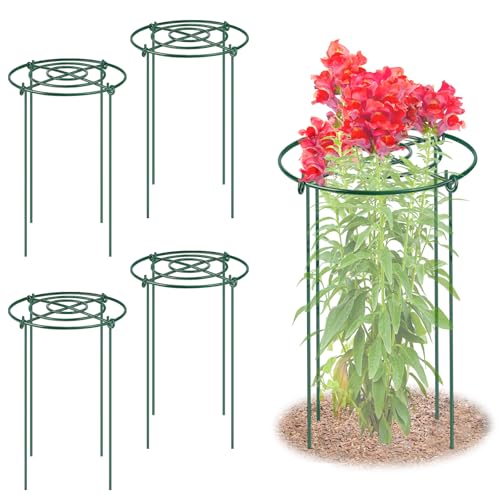 4 Pack Large Peony Cages and Supports, 14" D x 24" H Metal Plant Supports - size: 14" Wx24" H-4 Pack