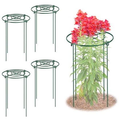 4 Pack Large Peony Cages and Supports, 14" D x 24" H Metal Plant Supports - size: 14" Wx24" H-4 Pack