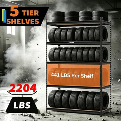 Heavy Duty 5-Tier Storage Shelves, 2204 lbs, 72"H x 48"W x 15.7"D - size: 72" H x 48" W x 15.7" D