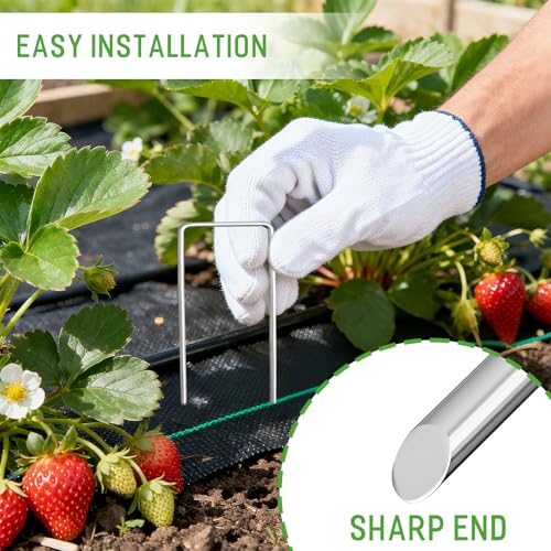 4 Inch Landscape Staples 50 Pack, Galvanized Garden Stakes - size: 4 INCH