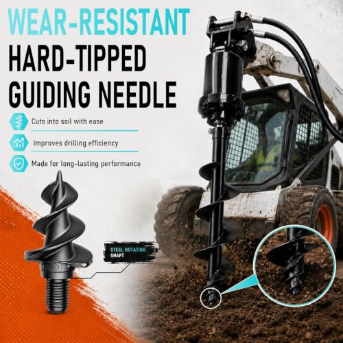 Hydraulic Drill Bit for Earth Auger, Heavy Duty Skid Steer Attachment with Wooden Box Packaging, Efficient Digging Tool for Post Holes and Landscaping