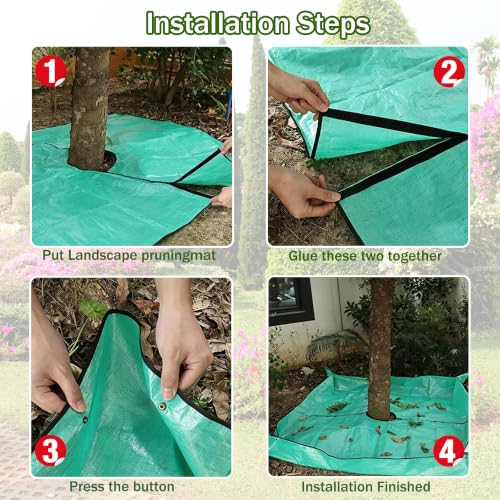 Landscape Pruning Tarp, 78.7“X78.7” Landscape Tarp for Trimming, Trimming Tarps Shrub Trimmings with Four Corner Buckles for Easy Fastening and Leaf Collection. (Green, 24” Hole) - size: 24” Hole