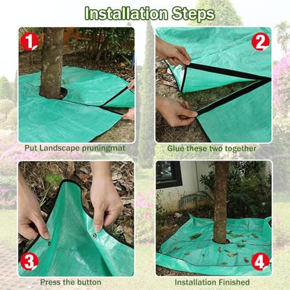 Landscape Pruning Tarp, 78.7“X78.7” Landscape Tarp for Trimming, Trimming Tarps Shrub Trimmings with Four Corner Buckles for Easy Fastening and Leaf Collection. (Green, 12” Hole) - size: 12” Hole