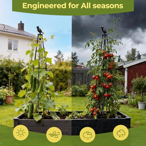 2 Pack Garden Trellis for Climbing Plants Outdoors,65Inch Cucumber Trellis Garden Obelisk Trellis Rustproof Plants Support with Adjustable Heights for Indoor Potted Plants, Vines, Vegetables - style: Bird-shaped(2Pack)