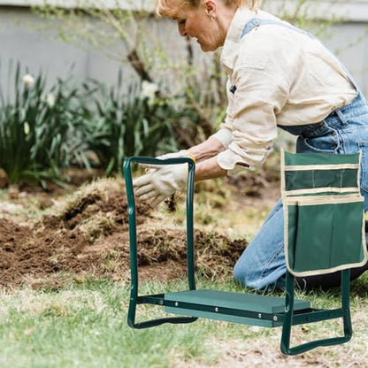 Foldable Garden Kneeler and Seat,Gardening Stool with Eva Soft Foam Pad and Bags,Gardening Bench for Seniors and Gardeners