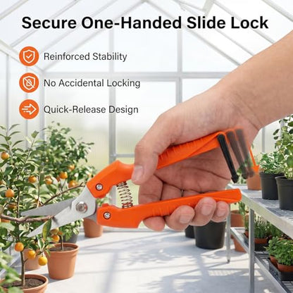 Pruning Shears for Gardening, 7.3" Plant Shears with SK5 High Carbon Steel Blades, 90g Ultra Lightweight Garden Tools for Roses, Hydrangeas & Bonsai, Easy-to-Use Sharp Bypass Pruners for Seniors