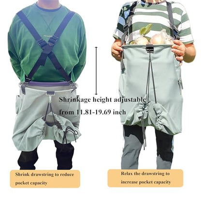 Large Adjustable Canvas Fruit Picking Bag for Orchard Farm Garden - color: Blue