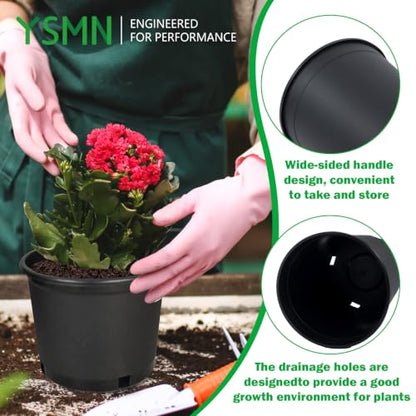 10 Packs 5 Gallon Flexible Nursery Pot Plastic Gallon Pots for Plants Suitable for Indoor and Outdoor - size: 10 Pcs 5 Gallon