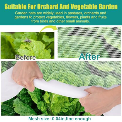 SPORTYOUTH 10x50Ft Garden Netting Ultra Fine Mesh Bird Net for Raised Beds - size: 1P-10x50ft