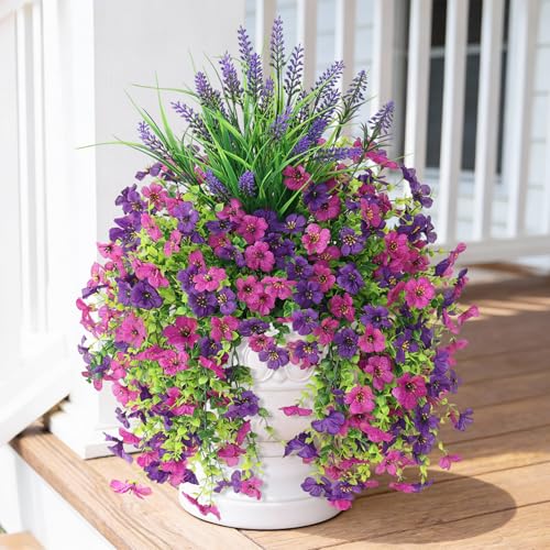Artificial Fake Hanging Flowers Plants for Outdoor Outside Decoration - color: Mixed 1