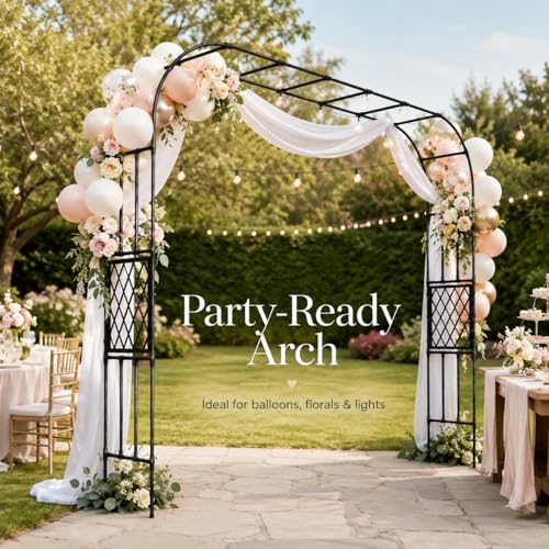 Heavy Duty Garden Arch Trellis,98.4 x98.4 in, with Lattice - size: 98.4 x 98.4 x 15.4 Inch