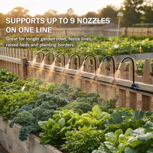 Drip Irrigation System 200FT 1/4", 36 Adjustable Copper Nozzles - color: 200ft
