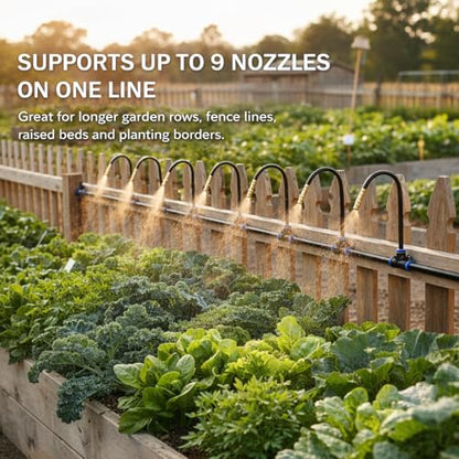 Drip Irrigation System 200FT 1/4", 36 Adjustable Copper Nozzles - color: 200ft