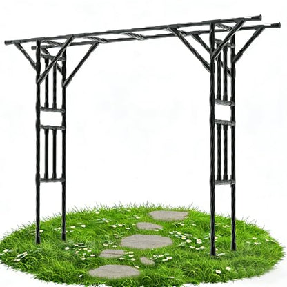 Garden Arch Trellis 141.7"L×106.3"H Sturdy & Rustproof Large Flat Top Arbor - size: 141(L)*106(H)*20(W)inch-25MM
