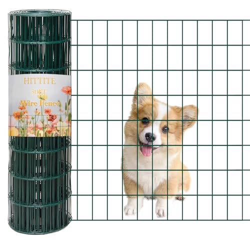 Green PVC Coated Welded Wire Fencing, 72in High x 50ft Long, 2 inch x 3 inch 16GA 2/3/4/5/6 Ft Tall Welded Wire Fence Rolls, Green Metal Garden Fence Wire Roll Garden Fencing for Yard - color: Green, size: 2"x3" 16GA 72" x 50'